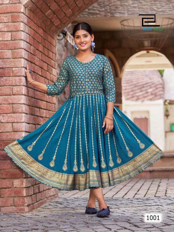 Blue Hills Melody Designer Rayon Anarkali Kurti Collection